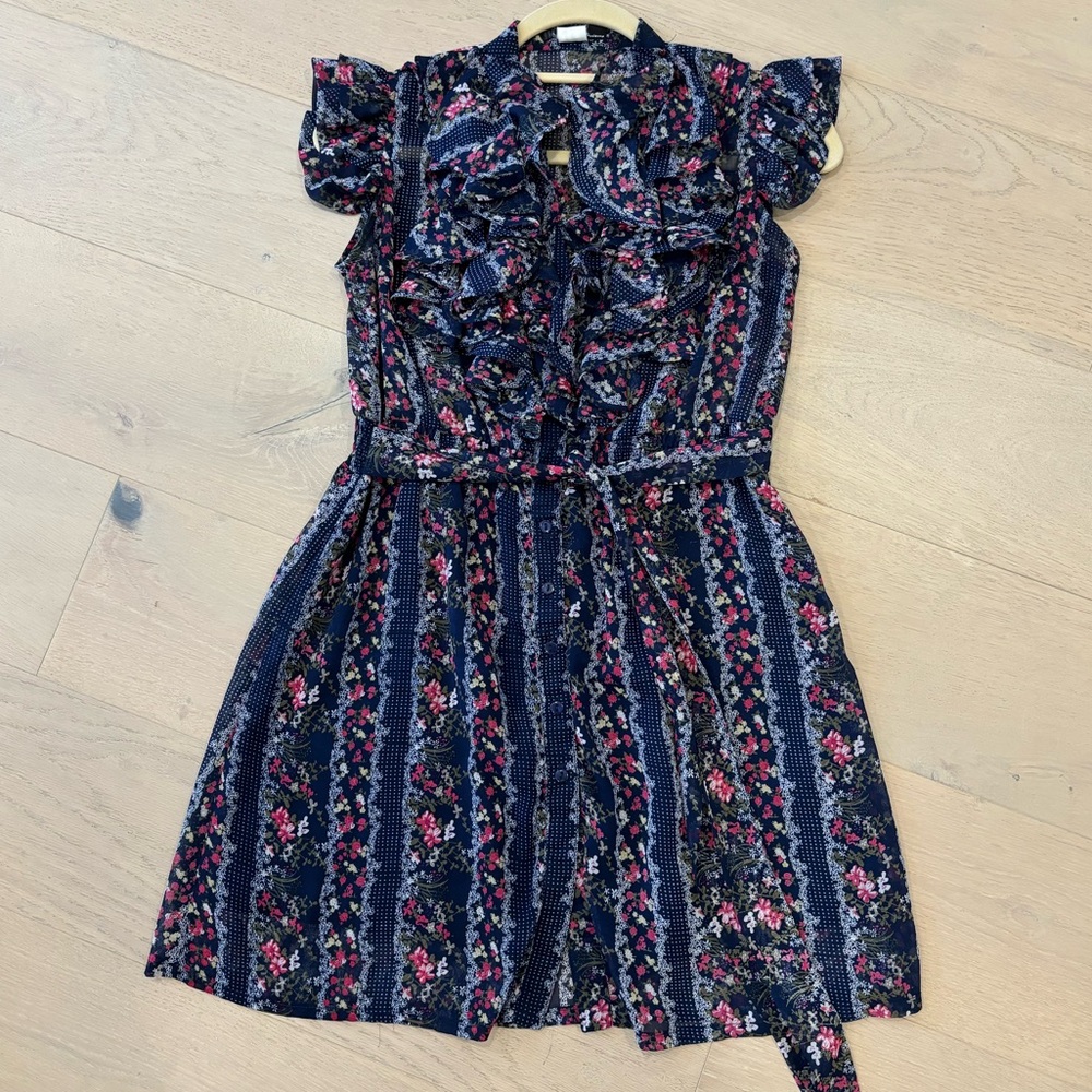 Ruffle button down floral dress size XS